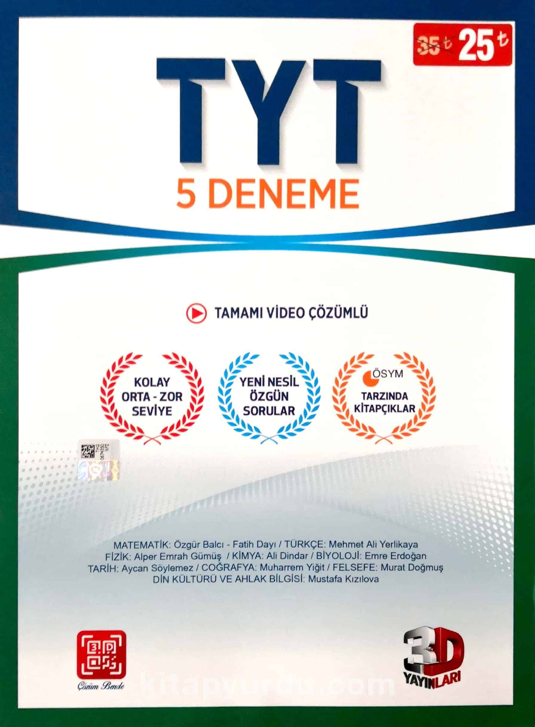 TYT 5 Deneme Tamamı Video Çözümlü