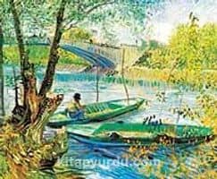 Baharda Balık Avı Clichy Köprüsü / Vincent Van Gogh (VGV 030-30x35) (Çerçevesiz)