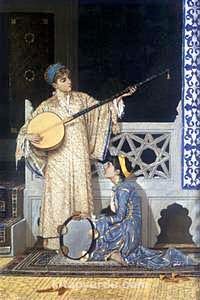 İki Müzisyen Kız  / Osman Hamdi Bey (OHB 011-30x45) (Çerçevesiz)