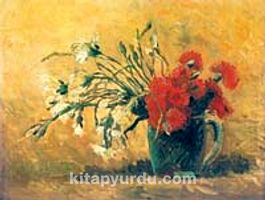 Vazoda Kırmızı ve Beyaz Karanfiller / Vincent Van Gogh (VGV 002-60x80) (Çerçevesiz)