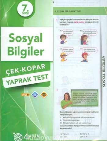 7. Sınıf Sosyal Bilgiler Çek Kopar Yaprak Test