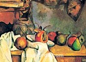 Buruşturulmuş Örtü, Vazo Ve Meyve Tabağı / Paul Cezanne (CPA 011-35x50) (Çerçevesiz)