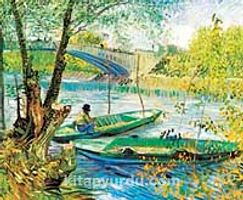 Baharda Balık Avı Clichy Köprüsü / Vincent Van Gogh (VGV 030-60x75) (Çerçevesiz)