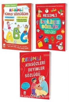 Resimli Türkçe İngilizce ve Atasözleri Deyimler Sözlükleri - 3 Kitap Set TDK Uyumlu