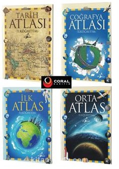 İlköğretim Atlas Seti / Coğrafya, Tarih, Orta ve İlk Atlas 4 Kitap Set