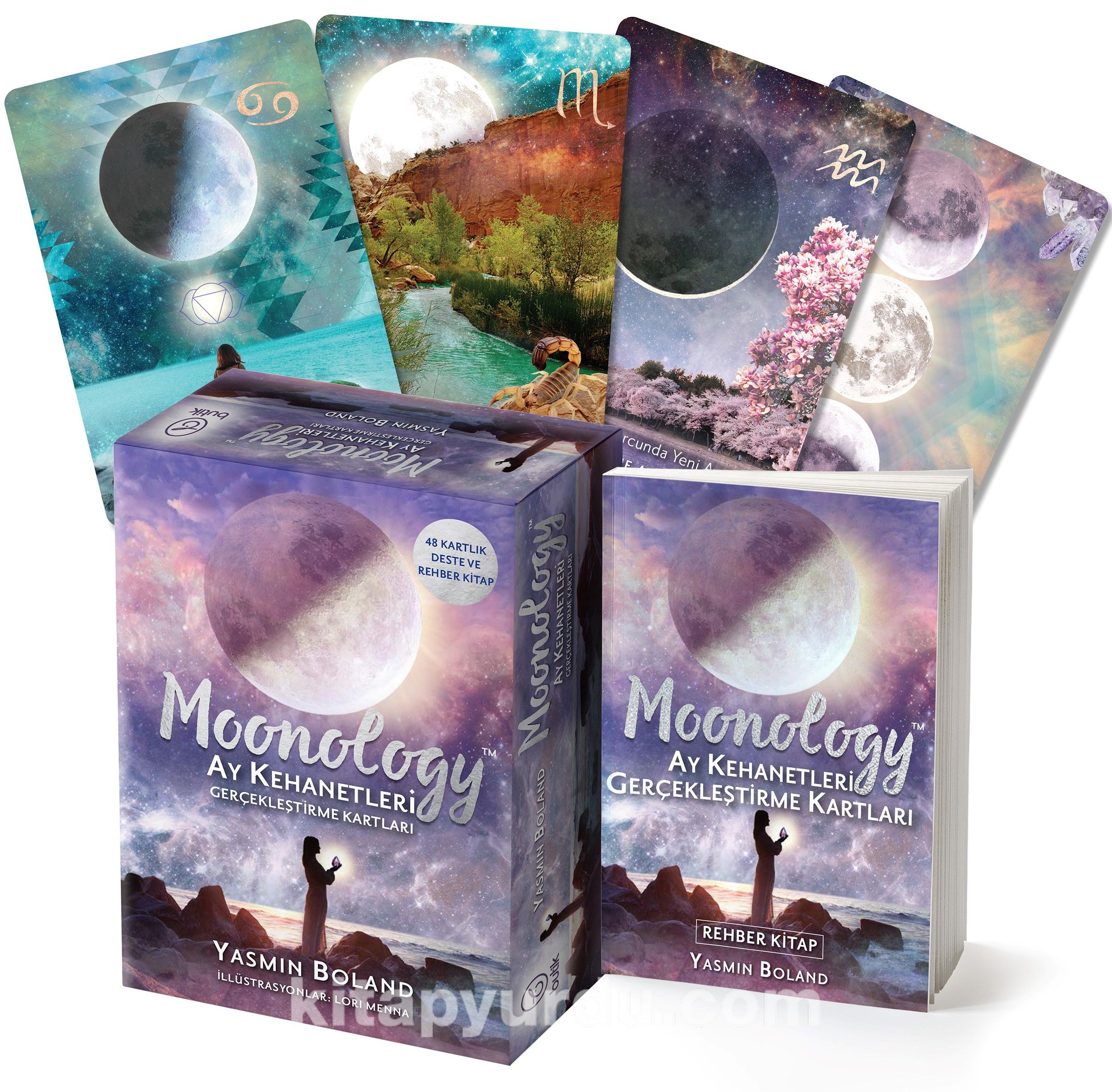 Moonology Ay Kehanetleri Gerçekleştirme Kartları & 48  Kartlık Deste ve Rehber Kitap