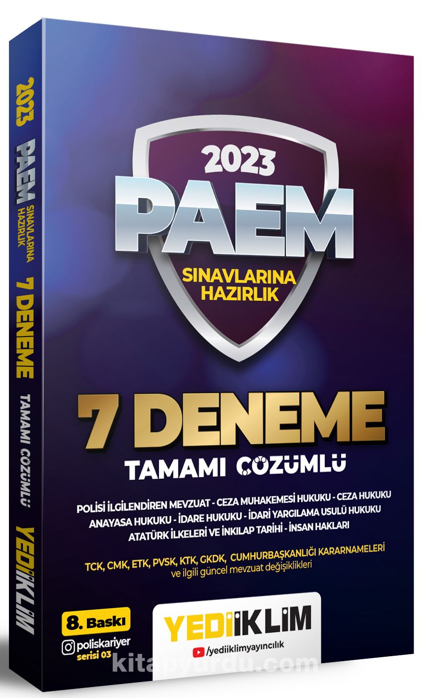 2023 PAEM Sınavlarına Hazırlık Tamamı Çözümlü 7 Deneme